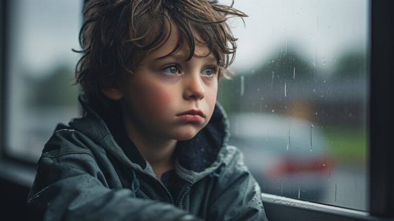 Ein Junge schaut traurig aus dem Fenster - Pädagogische Fortbildung für Kinderschutz