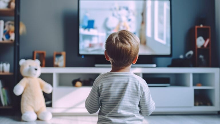 Ein Kind schaut TV - Pädagogische Fachtraining für Mediennutzung für Kinder U3